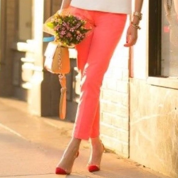 J. Crew Coral Pink Winnie Pant in Stretch Cotton